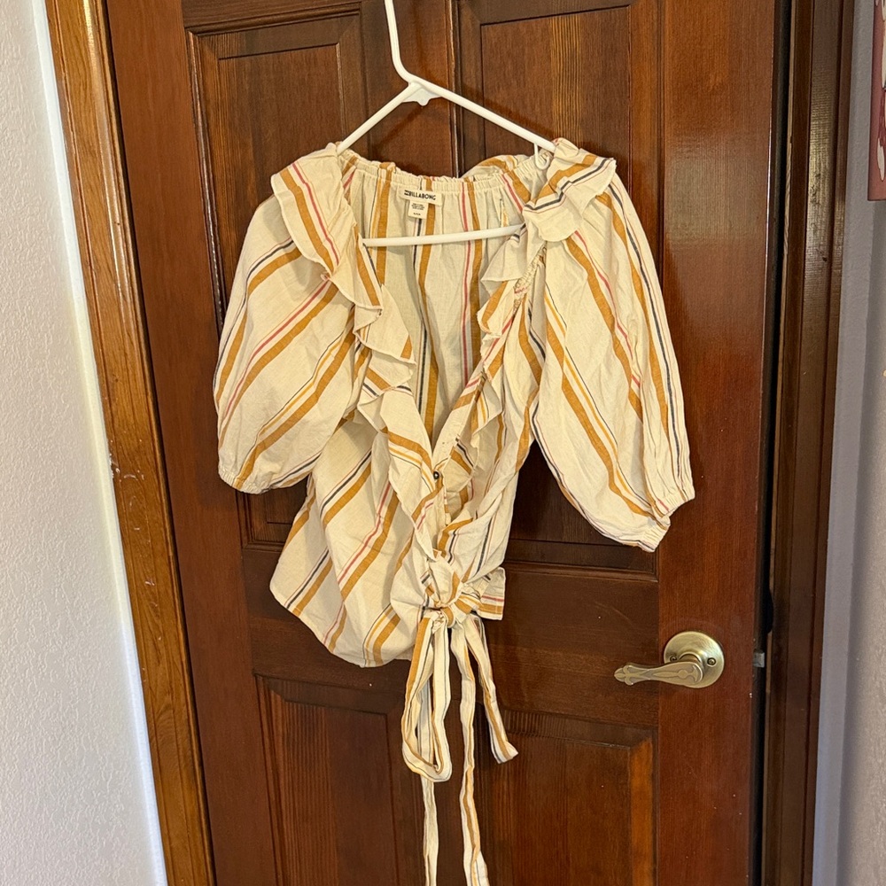 Billabong Multicolor Striped Ruffle Blouse